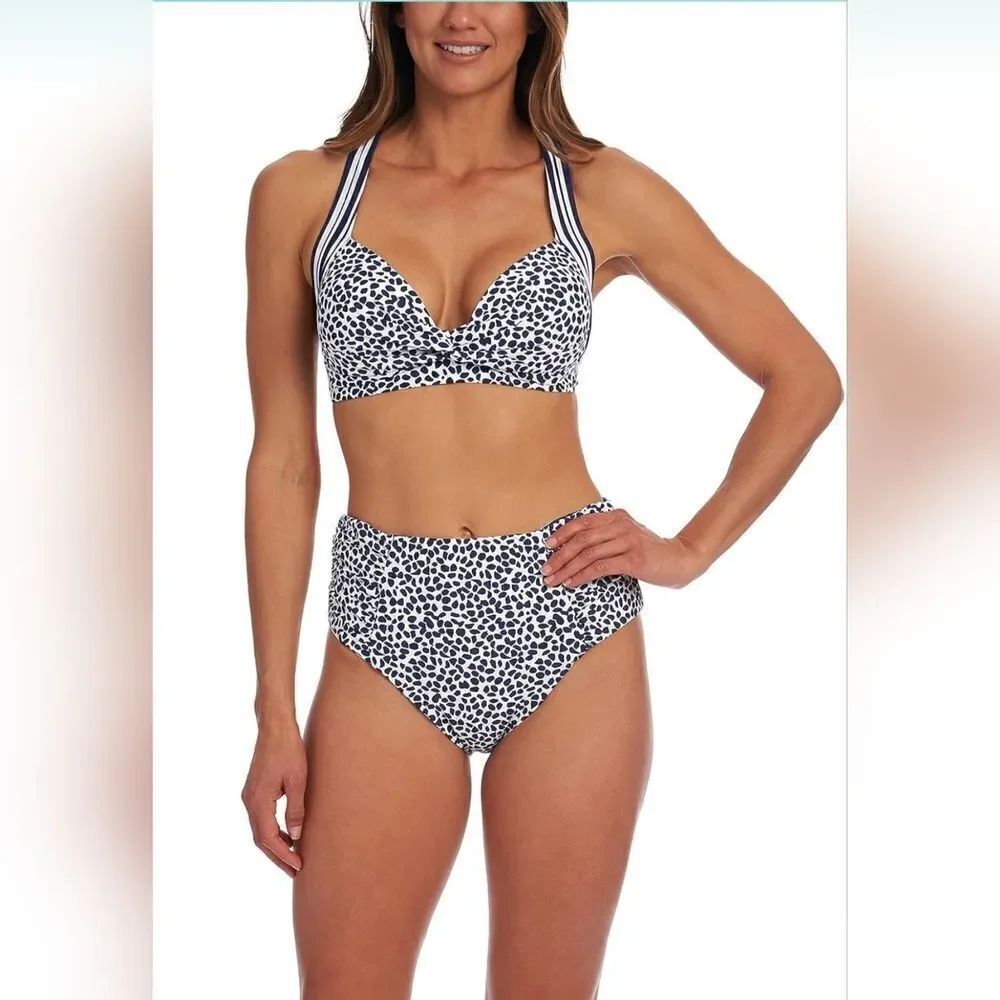 La Blanca Apulia Reversible Bikini Bottoms Indigo NWOT sz 16 blue/white
